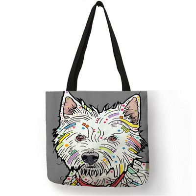 Kreativna velika torba s printom buldog terijera Ženske ručne torbe Torbe od ekološkog platna s prilagođenim printom Putne školske torbe