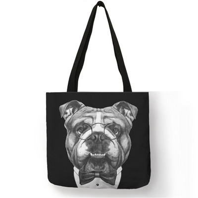 Kreativna velika torba s printom buldog terijera Ženske ručne torbe Torbe od ekološkog platna s prilagođenim printom Putne školske torbe