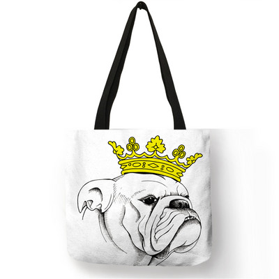 Kreativna velika torba s printom buldog terijera Ženske ručne torbe Torbe od ekološkog platna s prilagođenim printom Putne školske torbe