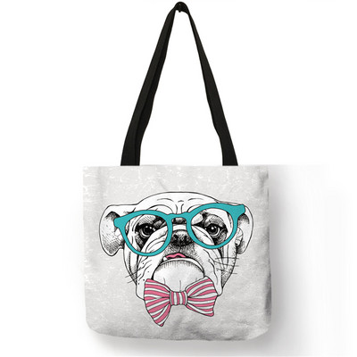 Kreativna velika torba s printom buldog terijera Ženske ručne torbe Torbe od ekološkog platna s prilagođenim printom Putne školske torbe