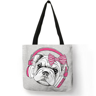 Kreativna velika torba s printom buldog terijera Ženske ručne torbe Torbe od ekološkog platna s prilagođenim printom Putne školske torbe