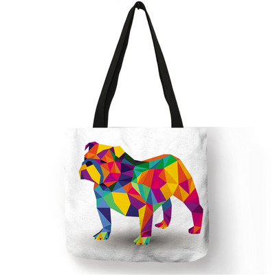 Kreativna velika torba s printom buldog terijera Ženske ručne torbe Torbe od ekološkog platna s prilagođenim printom Putne školske torbe