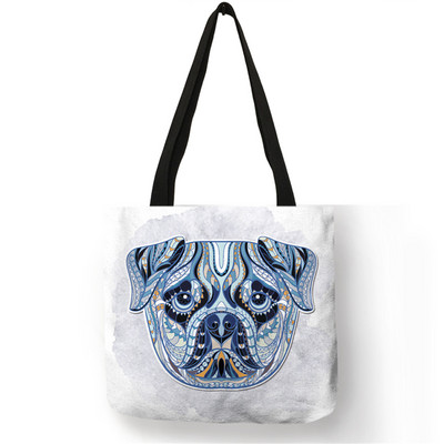 Kreativna velika torba s printom buldog terijera Ženske ručne torbe Torbe od ekološkog platna s prilagođenim printom Putne školske torbe