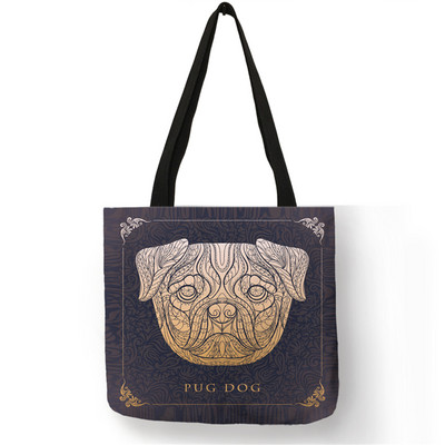 Kreativna velika torba s printom buldog terijera Ženske ručne torbe Torbe od ekološkog platna s prilagođenim printom Putne školske torbe