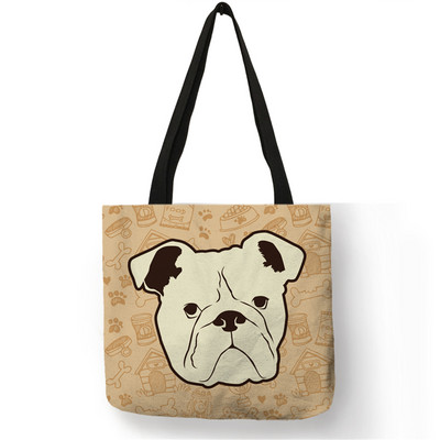 Kreativna velika torba s printom buldog terijera Ženske ručne torbe Torbe od ekološkog platna s prilagođenim printom Putne školske torbe