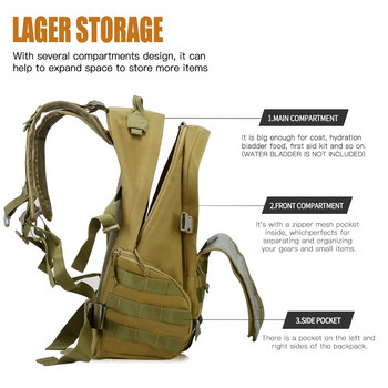 Σακίδιο πλάτης 27L Military Tactical Backpack 900D Oxford Outdoor Waterproof Bags Molle Camping Sucksack Τσάντα πεζοπορίας Τσάντες αναρρίχησης Τσάντα κυνηγιού