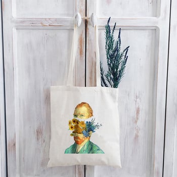 Пазарска чанта Van Gogh Girls Harajuku Tote Bag Дамска чанта за през рамо Ulzzang Забавна голяма чанта Tote Студентска платнена чанта Graphic