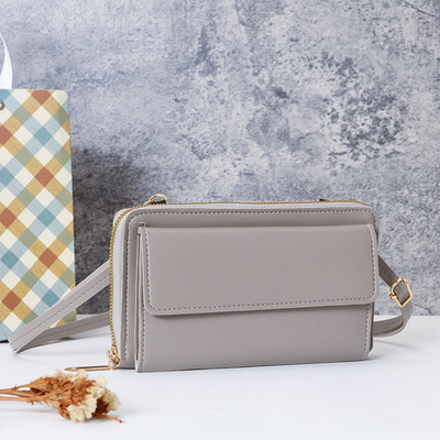 Uus puutetundliku ekraaniga telefon naiste kott PU-nahast õlarihmaga rahakotid Käekott naistele pikk rahakott põiki feminina