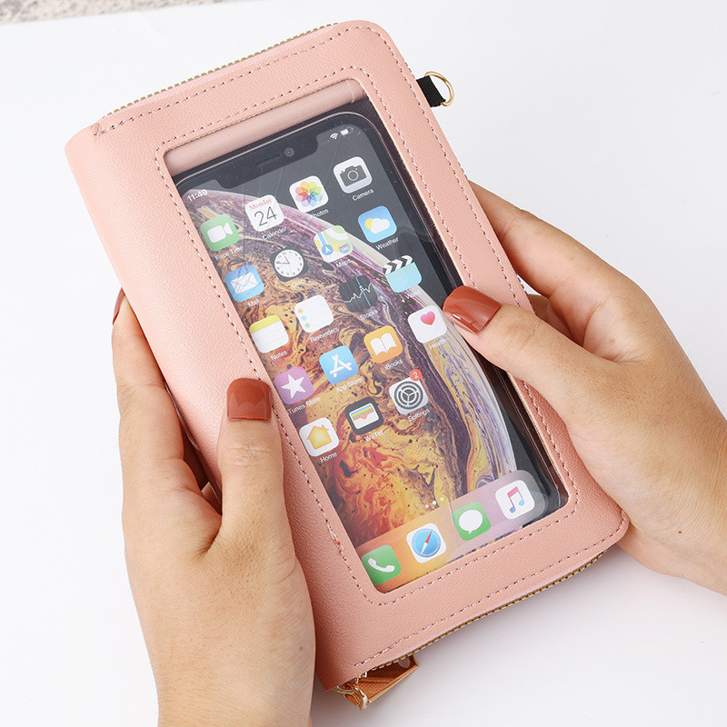 Uus puutetundliku ekraaniga telefon naiste kott PU-nahast õlarihmaga rahakotid Käekott naistele pikk rahakott põiki feminina