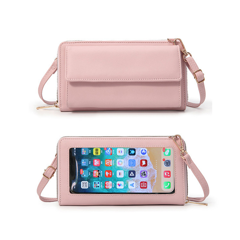 Uus puutetundliku ekraaniga telefon naiste kott PU-nahast õlarihmaga rahakotid Käekott naistele pikk rahakott põiki feminina