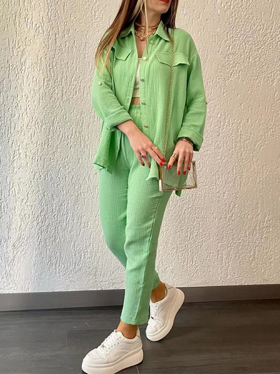 Jesen 2023 Ležerna odjeća za spavanje Komplet pidžama za žene Nove majice za spavanje s otvorenim ovratnikom Kardigan odijela Duge hlače Gaza košulja Kućna odjeća