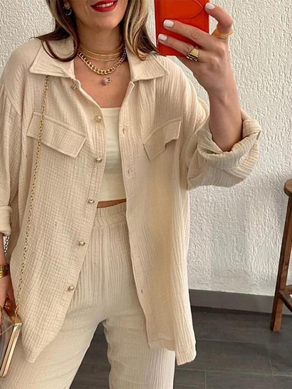 Jesen 2023 Ležerna odjeća za spavanje Komplet pidžama za žene Nove majice za spavanje s otvorenim ovratnikom Kardigan odijela Duge hlače Gaza košulja Kućna odjeća