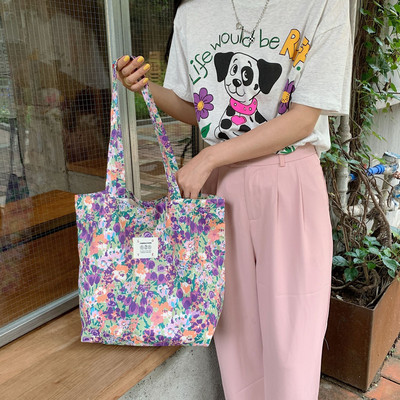 Torbe za žene Nova platnena torba na rame s cvjetnim motivima 2023. Torba za kupnju velikog kapaciteta s printom Ženska modna ležerna otvorena ručna torba