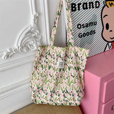 Torbe za žene Nova platnena torba na rame s cvjetnim motivima 2023. Torba za kupnju velikog kapaciteta s printom Ženska modna ležerna otvorena ručna torba