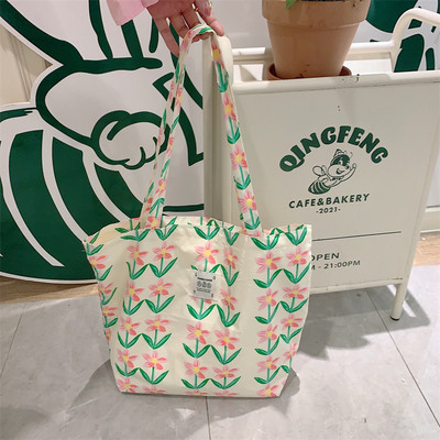 Torbe za žene Nova platnena torba na rame s cvjetnim motivima 2023. Torba za kupnju velikog kapaciteta s printom Ženska modna ležerna otvorena ručna torba