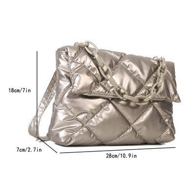 Genți pătrate de mare capacitate, cu lanț ocazional, genți la subrat pentru femei, la modă, matlasate, toate se potrivesc, iarna, simplu pentru fete, cumpărături