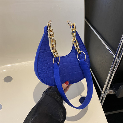 Trend korejske torbe od filca za 2023. Ženska torba ispod pazuha s kamenim uzorkom Jednobojna torba s lancem preko ramena Ležerna torba