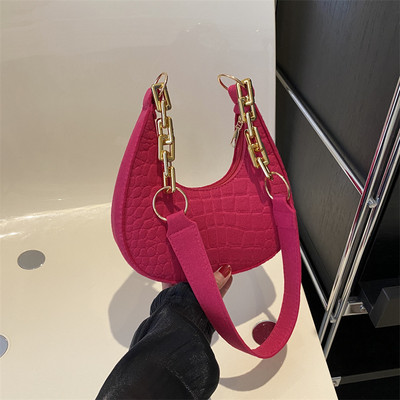 Trend korejske torbe od filca za 2023. Ženska torba ispod pazuha s kamenim uzorkom Jednobojna torba s lancem preko ramena Ležerna torba