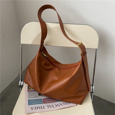 Dámska kabelka cez rameno, ležérna taška z umelej kože, vintage nákupná luxusná kabelka pre ženy, veľká kapacita, pevná módna crossbody taška