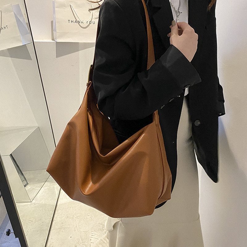 Dámska kabelka cez rameno, ležérna taška z umelej kože, vintage nákupná luxusná kabelka pre ženy, veľká kapacita, pevná módna crossbody taška