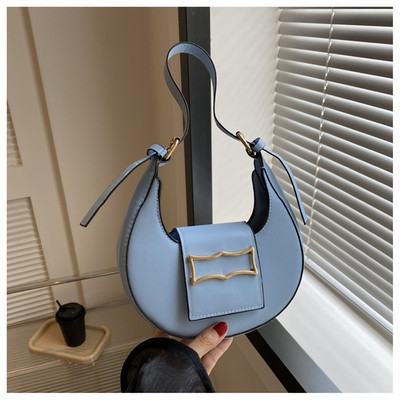 Trendová módna kabelka cez rameno, dámska taška pod pazuchu, retro polmesiac, jednofarebná PU kožená vodotesná mini taška na mobilný telefón