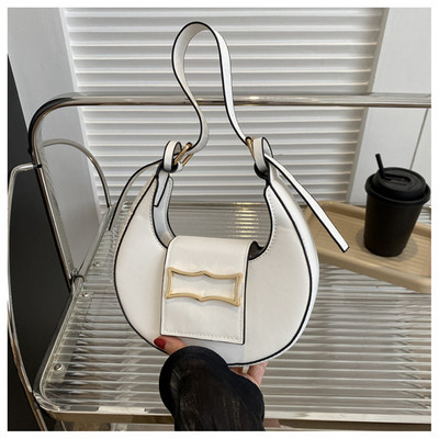 Trendová módna kabelka cez rameno, dámska taška pod pazuchu, retro polmesiac, jednofarebná PU kožená vodotesná mini taška na mobilný telefón