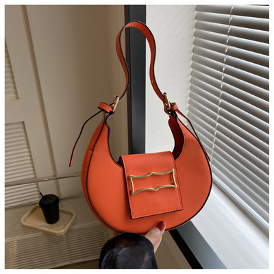 Trendová módna kabelka cez rameno, dámska taška pod pazuchu, retro polmesiac, jednofarebná PU kožená vodotesná mini taška na mobilný telefón