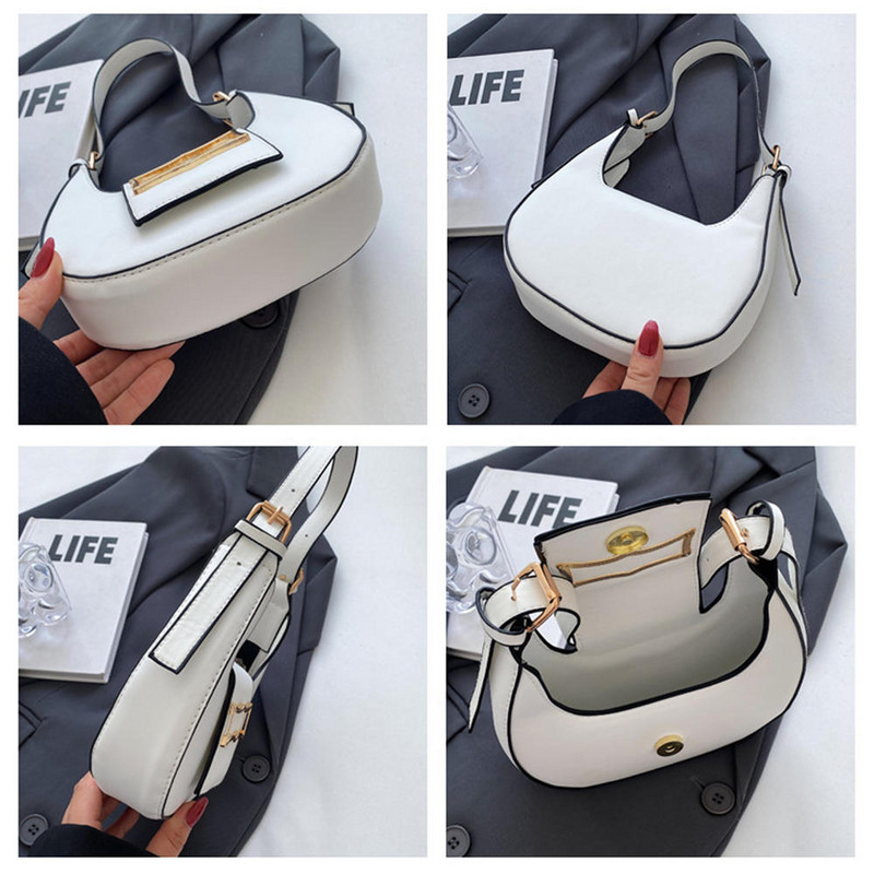 Trendová módna kabelka cez rameno, dámska taška pod pazuchu, retro polmesiac, jednofarebná PU kožená vodotesná mini taška na mobilný telefón