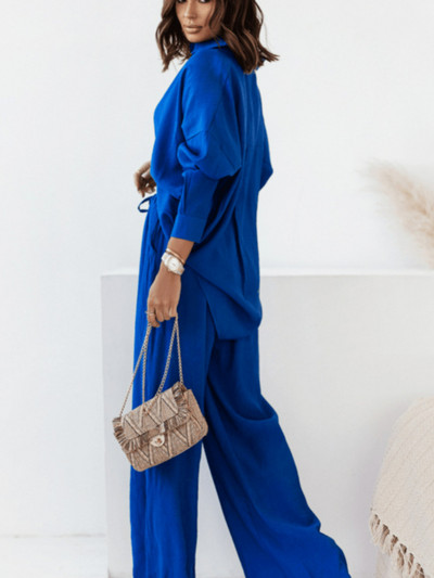 Komplet novih proizvoda, ljetna moda 2023. Labava jednobojna majica dugih rukava, ležerna dvodijelna modna sportska gaća na vezanje