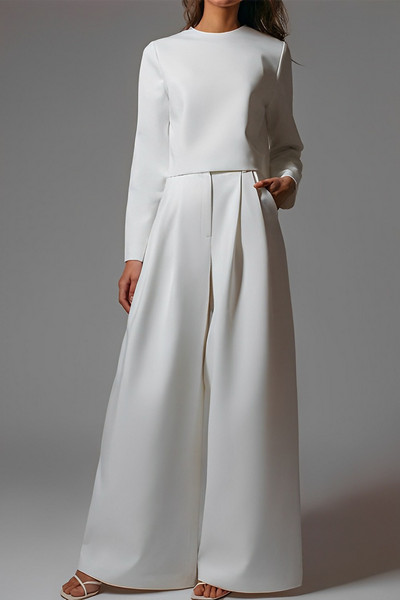 Ženski kompleti hlača Smeđi modni korejski dvodijelni pamučni komplet dugih rukava Proljeće Jesen Vintage klasične Palazzo hlače