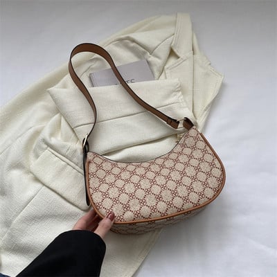 Vintage Print Half Moon väikesed õlakotid naistele Trend Luxury Õhtune naiste rahakott Naiste käekotid