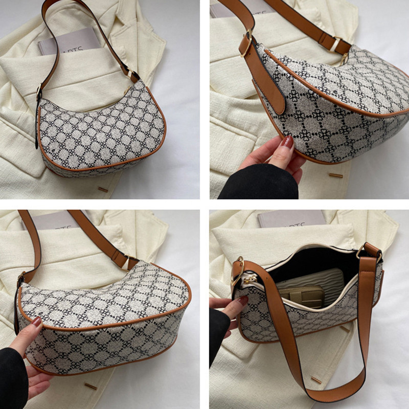 Vintage Print Half Moon väikesed õlakotid naistele Trend Luxury Õhtune naiste rahakott Naiste käekotid