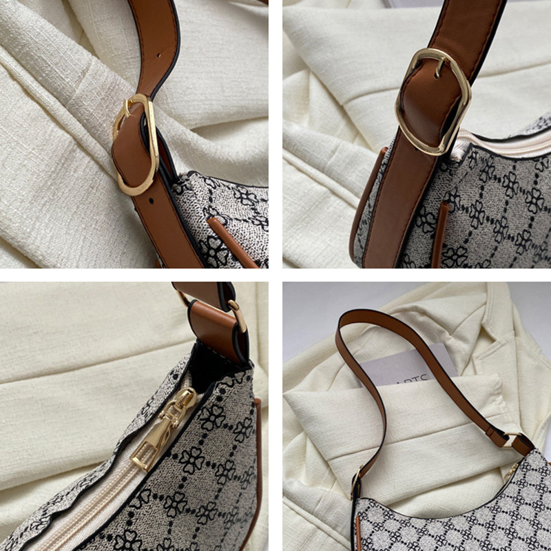 Vintage Print Half Moon väikesed õlakotid naistele Trend Luxury Õhtune naiste rahakott Naiste käekotid