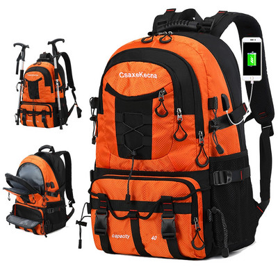Водоустойчива дамска чанта с голям капацитет с няколко отделения, с USB раница за туризъм, подходяща за къмпинг