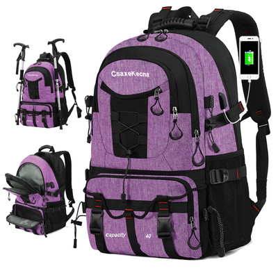 Veľkokapacitná viacpriehradková vodotesná cestovná taška pre ženy s turistickým batohom s USB, vhodná na kempovanie