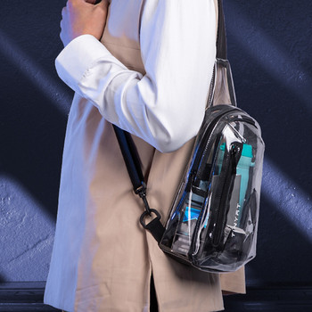 Ανδρική τσάντα στήθους PVC Clear Θύρα φόρτισης USB Διαφανές πακέτο Fanny ανδρικό πακέτο μέσης τσάντα μόδας ανδρική τσάντα ζώνης