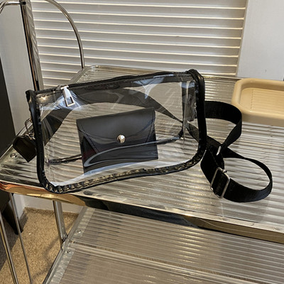 Torba preko ramena u boji slatkiša Prozirna torbica Messenger torba Ženska torba na rame 2023. Prozirna ručna torbica PU+PVC Mala velika torba