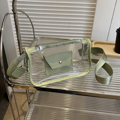 Torba preko ramena u boji slatkiša Prozirna torbica Messenger torba Ženska torba na rame 2023. Prozirna ručna torbica PU+PVC Mala velika torba