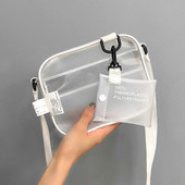 Ležérne PVC priehľadné číre dámske crossbody kabelky, taška cez rameno, želé kabelka, malá taška na telefón s držiakom na karty, široké popruhy, chlopňa