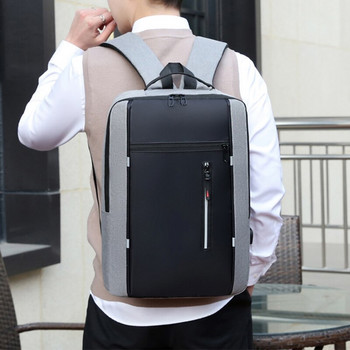 1 пакет 15,6-инчова мъжка бизнес чанта за компютър с много джобове и голям капацитет за зареждане на USB раница за работа и работа
