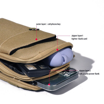 Διπλό στρώμα υπαίθριας στρατιωτικής μέσης ανδρική θήκη τηλεφώνου Camping Hunting Tactical Waist Bag Khaki Outdoor Tactical Bag