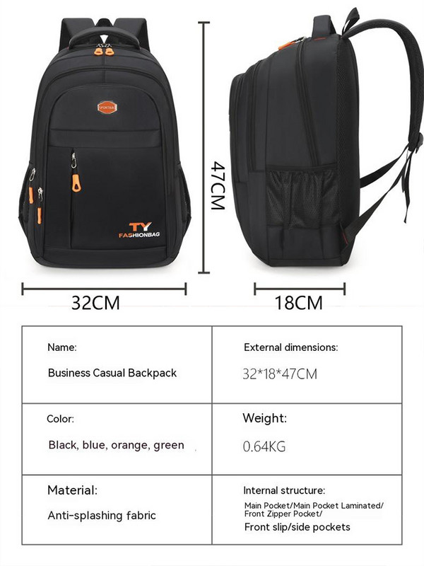 „Oxford Cloth“ vyrų kuprinė, atspari vandeniui didelės talpos kelioninės kuprinės 15,6 colio nešiojamojo kompiuterio kuprinės Kolegijos studentų mokyklinė krepšys Nauja