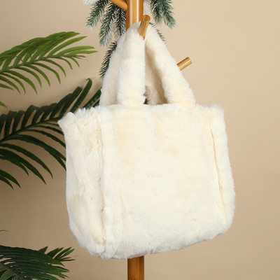 Geantă de umăr de pluș pentru doamnă, de culoare solidă, toamnă iarnă, geantă pufoasă, moale, caldă, la modă, portabilă, simplă, ocazională, pentru vacanța de weekend