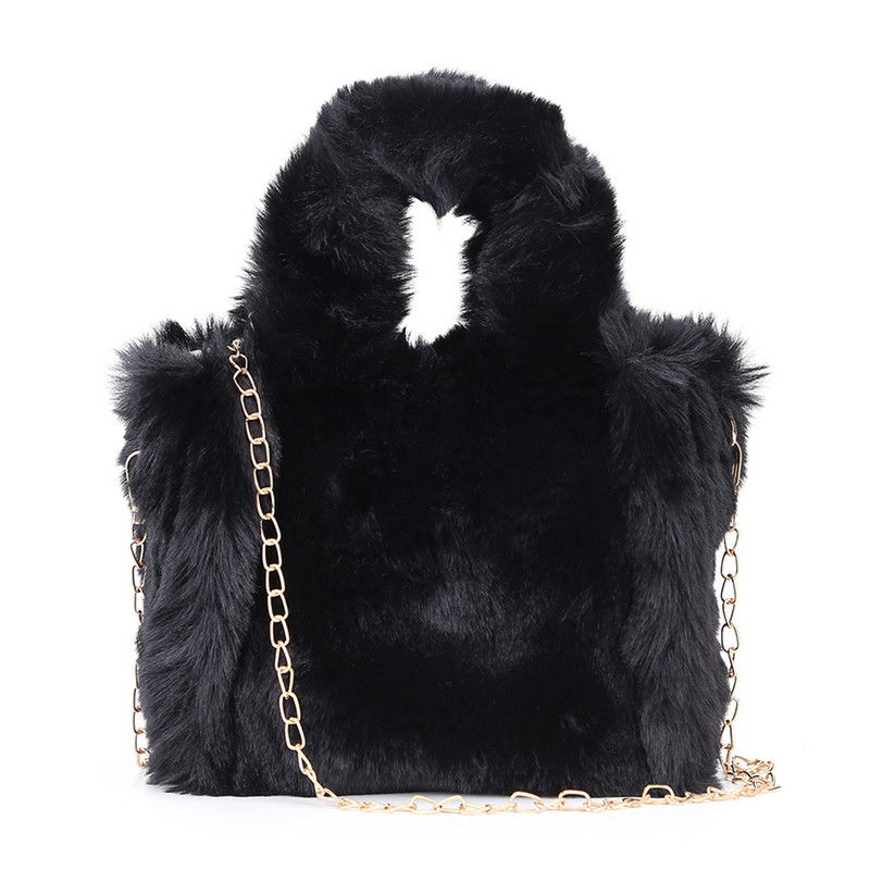 Geantă de umăr de pluș pentru doamnă, de culoare solidă, toamnă iarnă, geantă pufoasă, moale, caldă, la modă, portabilă, simplă, ocazională, pentru vacanța de weekend