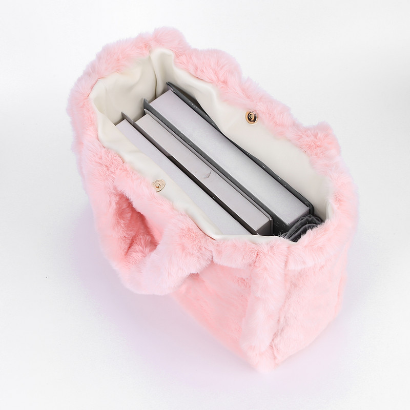 Geantă de umăr de pluș pentru doamnă, de culoare solidă, toamnă iarnă, geantă pufoasă, moale, caldă, la modă, portabilă, simplă, ocazională, pentru vacanța de weekend