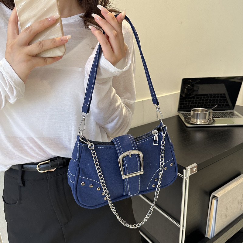 Ženska modna torba ispod pazuha Y2K ležerna torba za pazuh Platnena cool torba ispod pazuha Zatvaranje na patentni zatvarač Svestrana torba za spojeve