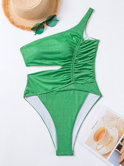 Ühe õlaga naiste ühes tükis ujumistrikoo 2023 sädelev naiste ujumistrikoo Ujumiskostüüm Ujumiskostüümid Rannarõivad Hollow Out Monokini