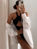 Seksi ženski jednodijelni kupaći kostimi 2023. Ženski kupaći kostimi Monokini s halterima, kupaći kostim visokog struka Brazilski kupaći kostim Odjeća za plažu