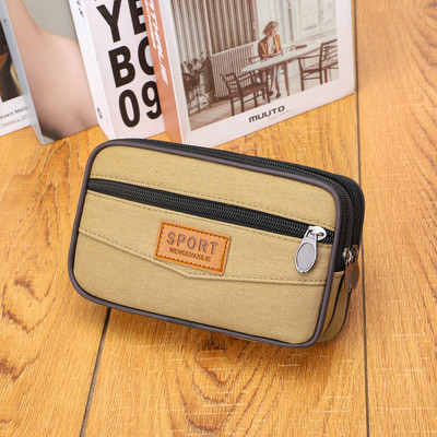 Ανδρική πάνινη τσάντα μέσης Πολυλειτουργική τσάντα κινητού τηλεφώνου Πακέτο ζώνης Casual αδιάβροχη θήκη τηλεφώνου τριών στρώσεων