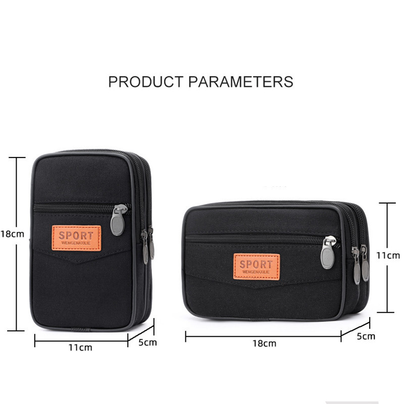 Ανδρική πάνινη τσάντα μέσης Πολυλειτουργική τσάντα κινητού τηλεφώνου Πακέτο ζώνης Casual αδιάβροχη θήκη τηλεφώνου τριών στρώσεων